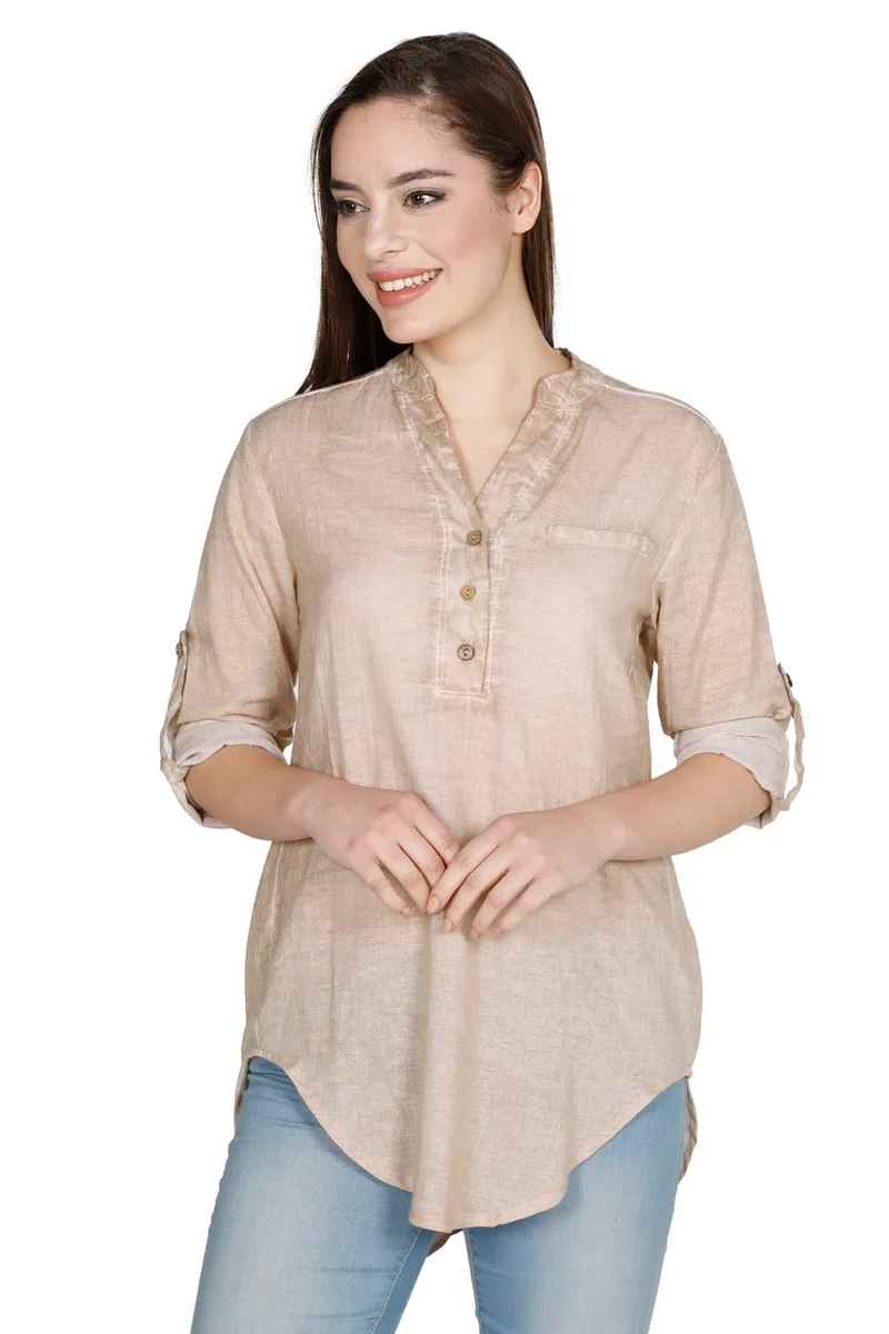 Eliş Şile Bezi Long Sleeve Şile Cloth Acacia Blouse Soil Tprk
