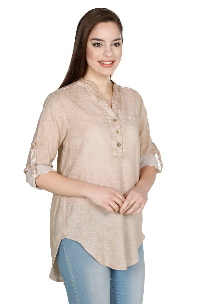 Eliş Şile Bezi Long Sleeve Şile Cloth Acacia Blouse Soil Tprk
