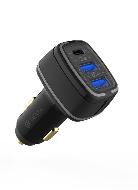 شاحن السيارة بمنفذين USB ومنفذ BD بقوة 85 واط يدعم الشحن الذكي من ديفيا كما انه يدعم الشحن السريع BD3.0 والذي يسمح لك بشحن الأجهزة بسرعة كبيرة