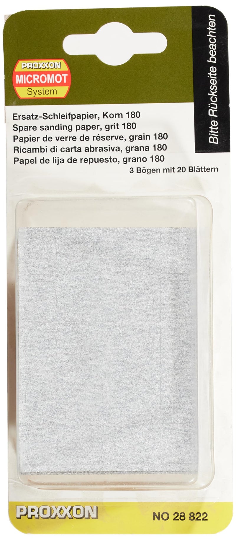 Proxxon 28822 Sandpaper for PS 12 3 sheets 180 grit 20 pads White