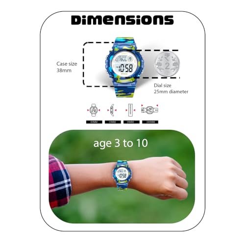 SPIKY Round Digital Sports Watch for Kids (Blue) | Military, Camouflage Design | Multifunctional & Luminous Display | Water Resistant | Birthday Gift Wrist Watches for Boys & Girls | Age 2-10 Yrs - Image 3