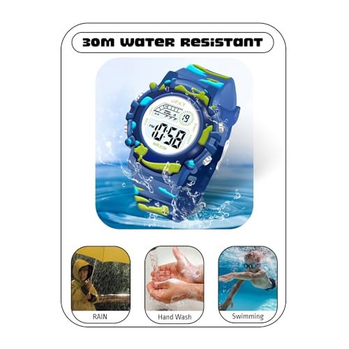 SPIKY Round Digital Sports Watch for Kids (Blue) | Military, Camouflage Design | Multifunctional & Luminous Display | Water Resistant | Birthday Gift Wrist Watches for Boys & Girls | Age 2-10 Yrs - Image 5