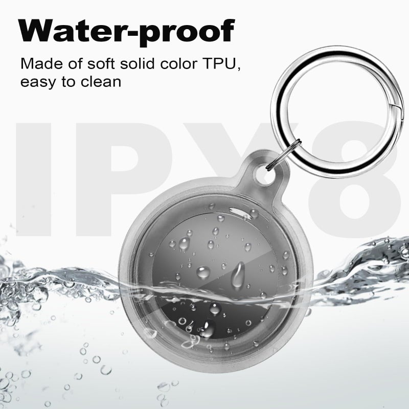 Foweroty [2 Pack] IPX8 Waterproof Case for AirTag 2nd Gen (2026) & 1st Gen, Full Body Holder Keychain, Anti-Scratch Cover for Apple for Air Tags, Luggage, Pet Collar, Car Keys, Kids, Clear/Black - Image 2
