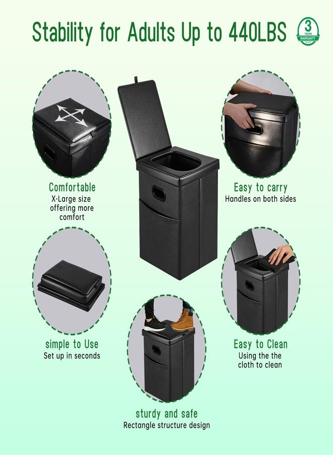Panmout 16.5" XL Portable Toilet for Camping, Foldable Travel Toilet for Adults with Cushioned Seat, Heavy Duty 190lbs Capacity Commode for Car, Road Trip, Outdoor Emergency & Bedside Support - Image 4