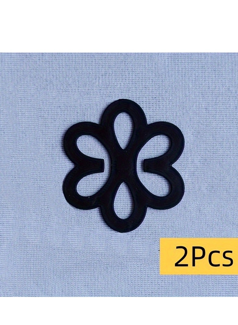 2PCS flower Shaped Bra Strap Clips for Racerback Bra Strap Clips Anti-Slip Buckles Conceal Straps for Back for Women Cross Back Convertors Adjustable Bra Straps (Black) - Image 4