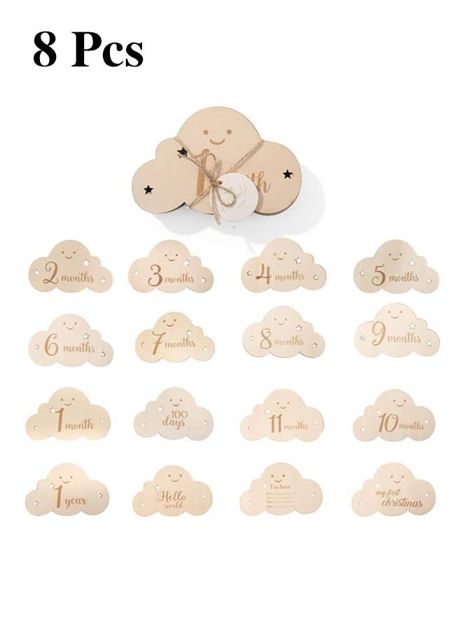 يا إلهي 8 بطاقات طفل شهريا معلما ، لطيف خشبية الطفل معلما علامة هدية مجموعة ، الصف الأول بطاقة نمو المواليد صور بطاقة الدعائم - Image 1