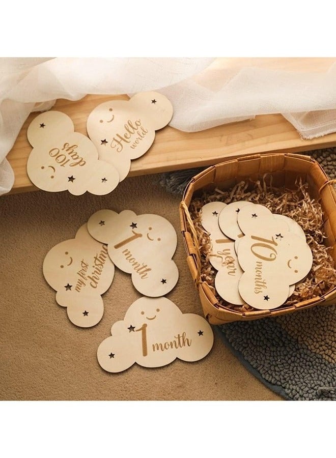يا إلهي 8 بطاقات طفل شهريا معلما ، لطيف خشبية الطفل معلما علامة هدية مجموعة ، الصف الأول بطاقة نمو المواليد صور بطاقة الدعائم - Image 5
