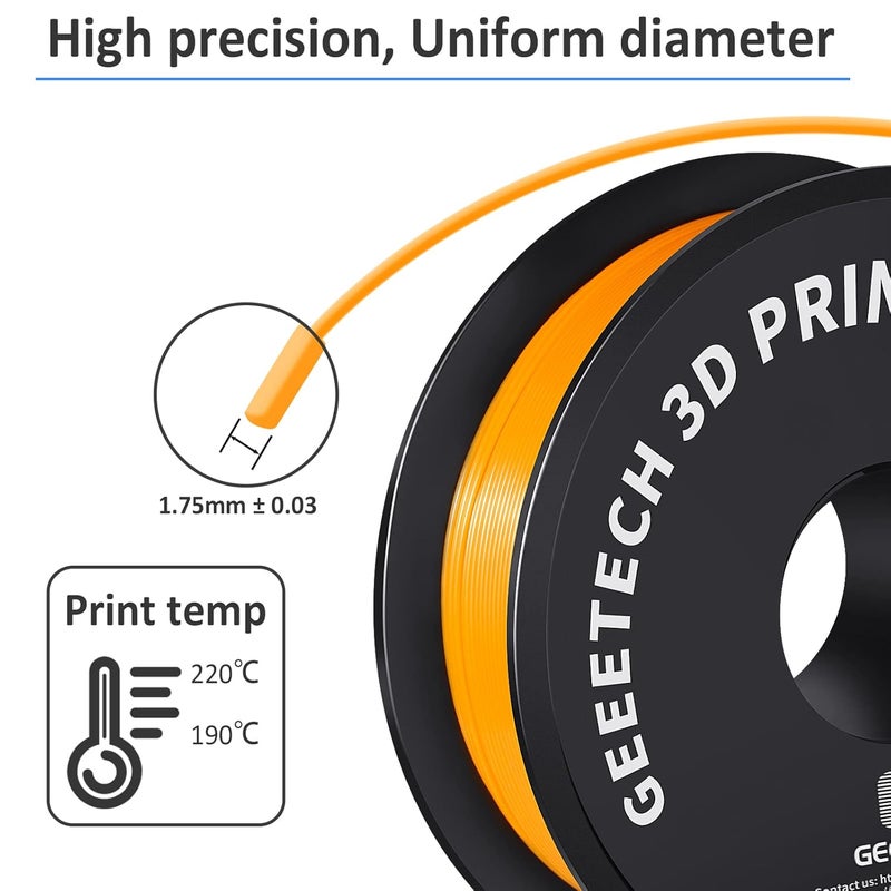Geeetech Orange PLA 3D Printer Filament, PLA 3D Printer Filament 1kg Spool(2.2lbs) Dimensional Accuracy +/- 0.02 mm, 3D Printing Filament Fits for Most FDM 3D Printers - Image 3