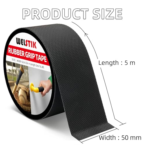 WELSTIK Rubber Grip Tape, Ultra Strong Waterproof Anti Slip Tape with Textured Adhesive for DIY Tools & Gadgets (Black, 2In x 16.4Ft) - Image 2
