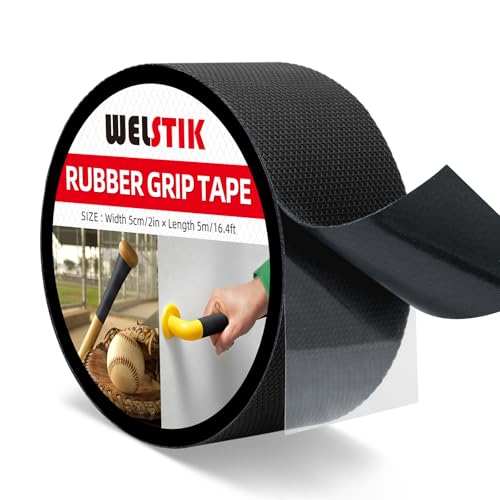 WELSTIK Rubber Grip Tape, Ultra Strong Waterproof Anti Slip Tape with Textured Adhesive for DIY Tools & Gadgets (Black, 2In x 16.4Ft) - Image 1