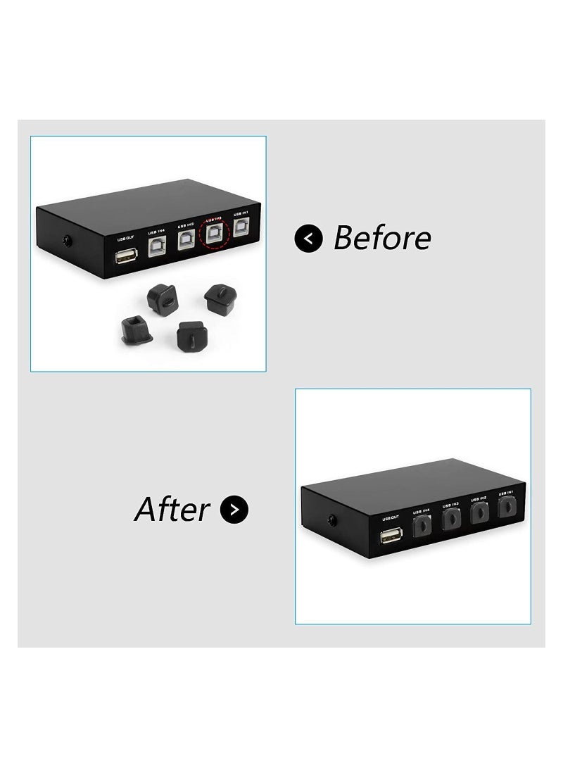 SYOSI 20pcs USB B Anti Dust Cap Cover Plugs USB B Female Dustproof Plug Soft Silicone Protector Black  - Image 3