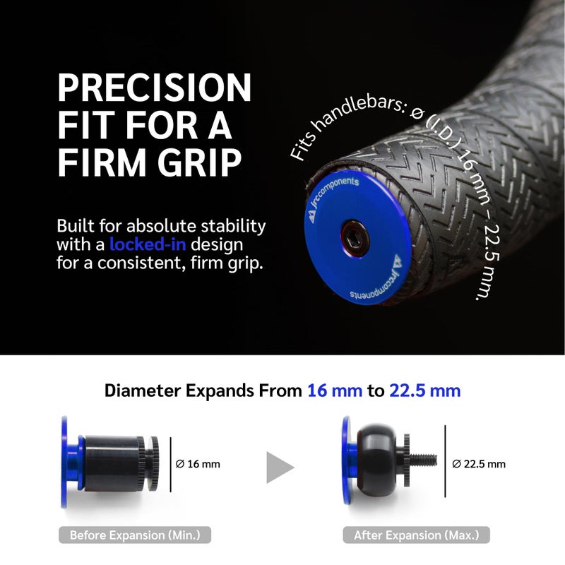JRC Components Aluminum Handlebar Bike Bar End Plugs for Bicycles | Pack of 2 Handlebar Plugs - Bar End Grips | Mountain Caps for Road Bikes - Premium Bike Handlebar Caps [Blue] - Image 2