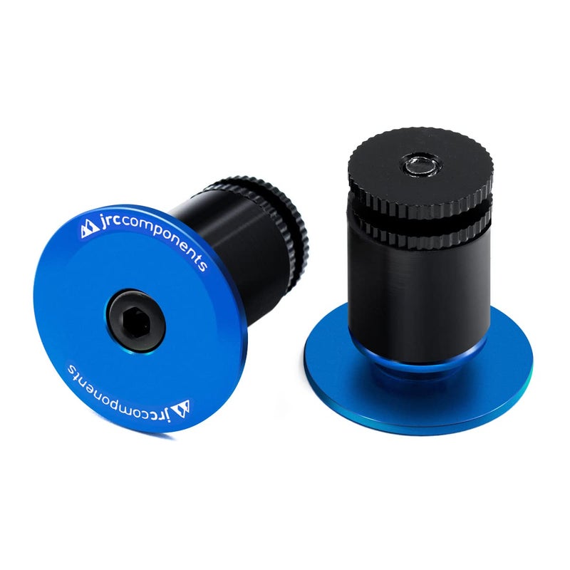 JRC Components Aluminum Handlebar Bike Bar End Plugs for Bicycles | Pack of 2 Handlebar Plugs - Bar End Grips | Mountain Caps for Road Bikes - Premium Bike Handlebar Caps [Blue] - Image 1