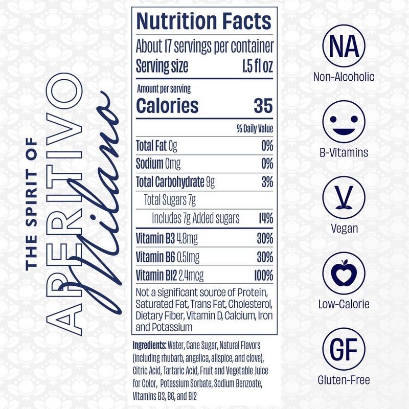 Free Spirits Non-Alcoholic Aperitivo Milano - Award Winning Bitter Red Aperitif Alternative - Low Calorie, Vegan, Gluten-Free with Vitamins - Natural Ingredients For Cocktails - 750 ml Bottle - Image 4