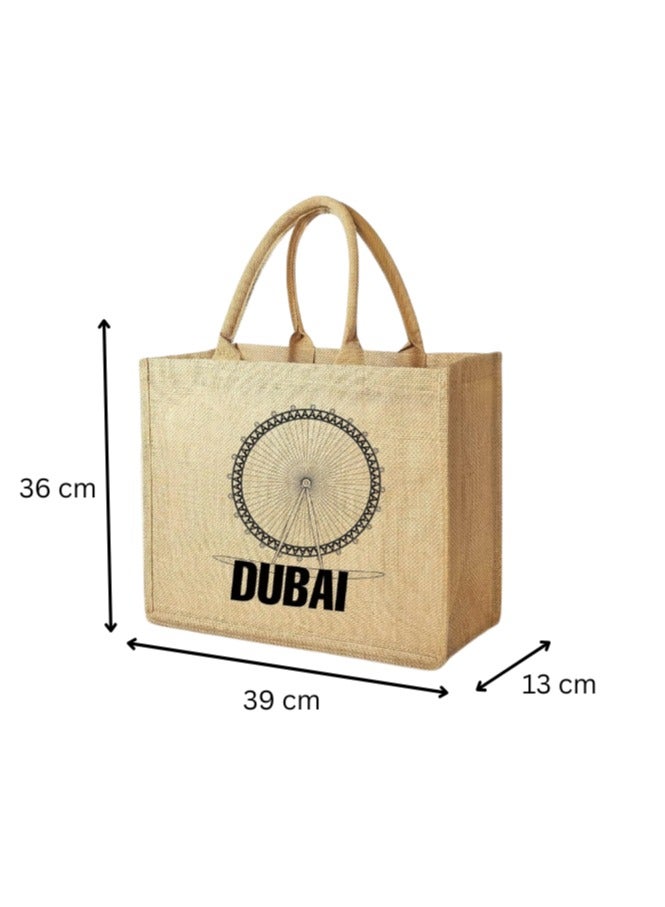 Pearl Coast Dubai Souvenir Jute Bag – EcoChic Tote Bags | Pack of 6 | Durable, Stylish & Reusable - Image 2