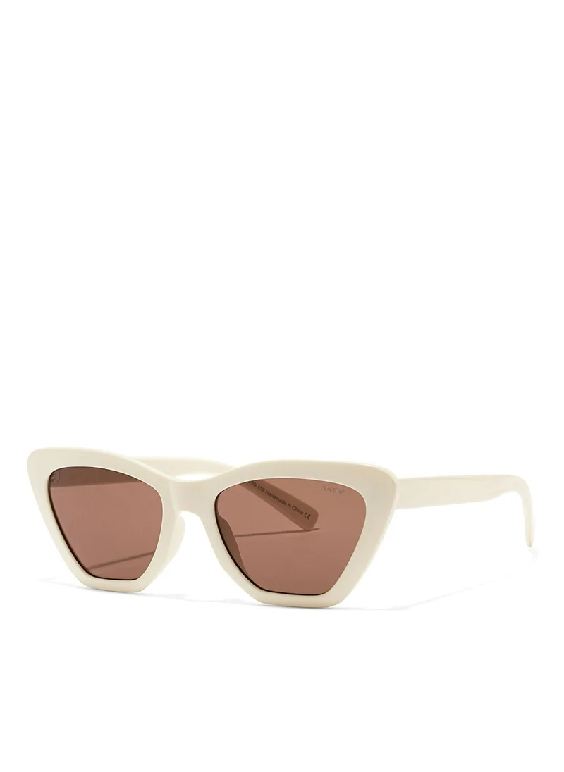 Blackout HATTIE Women White Sunglasses - Frame Material: Thermoplastic Rubber (TR90)- Frame Color: White-Lens Color: Brown  - Full Rim