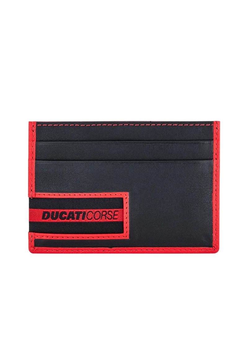 دوكاتي كورس Ducati Corse Firenze Men's Genuine Red/Black Leather Card Case