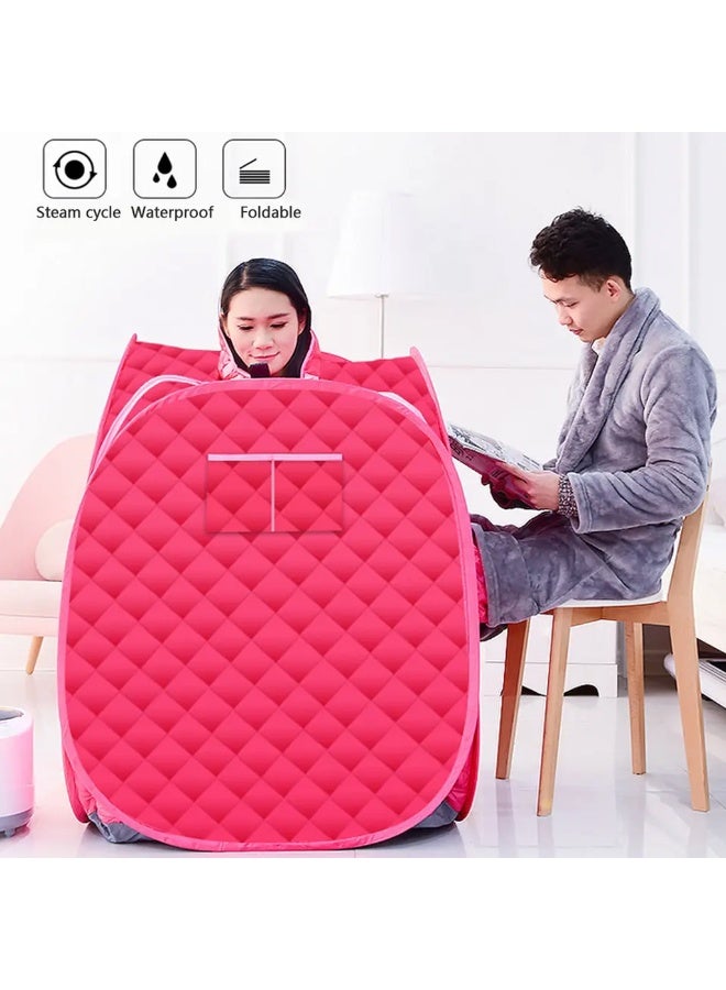 DubaiGallery Foldable Personal Steam Sauna Tent Cover Only, Thermal Insulated Waterproof Spa Enclosure with Zipper Door, Portable Compact Design for Home Body Relaxation, Indoor Wellness and Spa Experience, Pink - Image 2
