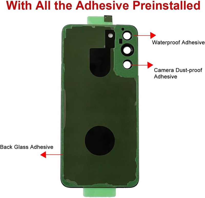 Perzework Rear Back Glass Replacement for Samsung Galaxy S22 Plus 6.6 inches with Reparing Toolkit and Pre-Installed Adhesive (Phantom White) - Image 3