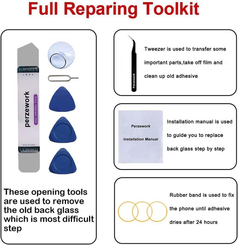 Perzework Rear Back Glass Replacement for Samsung Galaxy S22 Plus 6.6 inches with Reparing Toolkit and Pre-Installed Adhesive (Phantom White) - Image 5