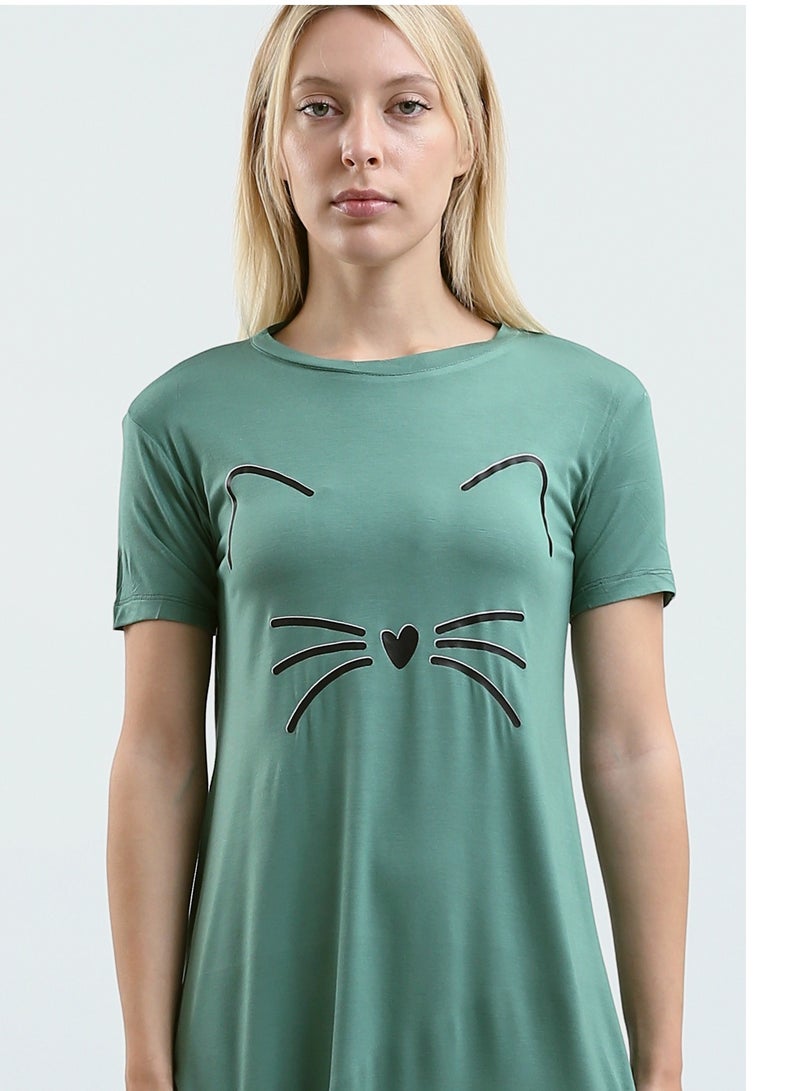 Mesery Sleepshirt Cotton Short Sleeves Printed  - Image 4