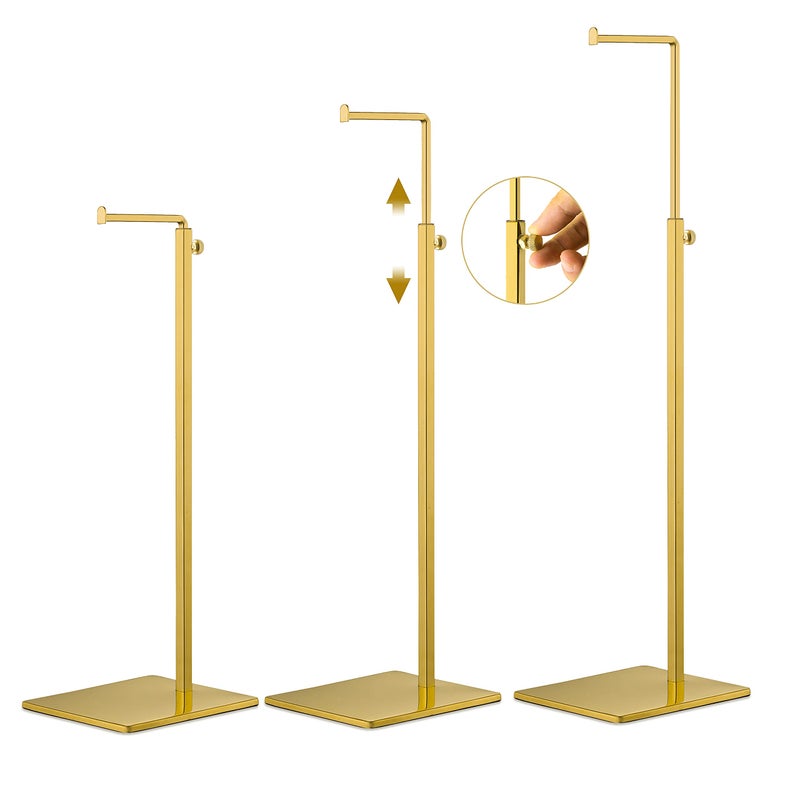 Elitnus Gold Purse Display Stands - 2 Pack Adjustable Height Purse Display Stand - Metal Handbag Display Stand Set - Single L Hanging Hook Bag Stand for Boutique Store - Image 3