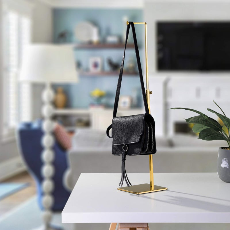Elitnus Gold Purse Display Stands - 2 Pack Adjustable Height Purse Display Stand - Metal Handbag Display Stand Set - Single L Hanging Hook Bag Stand for Boutique Store - Image 4