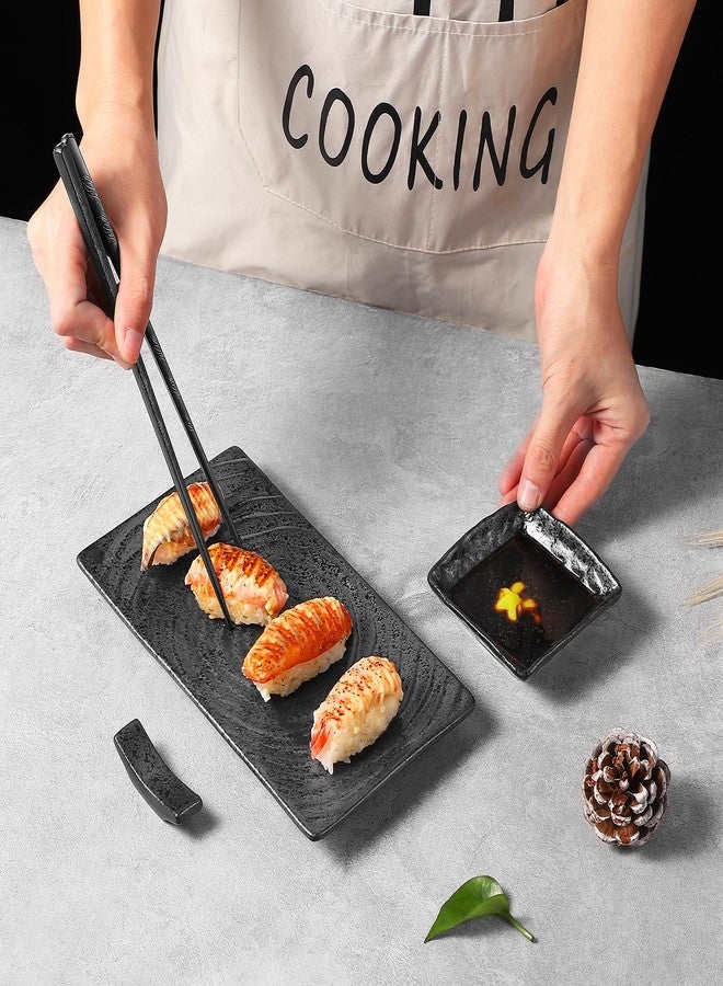 Youda 8-Piece Japanese Sushi Serving Set - Ceramic Sushi Plates, Soy Sauce Dishes, Chopsticks with Holders, Elegant Dinnerware for Sashimi, Nigiri, Asian Cuisine - Image 2