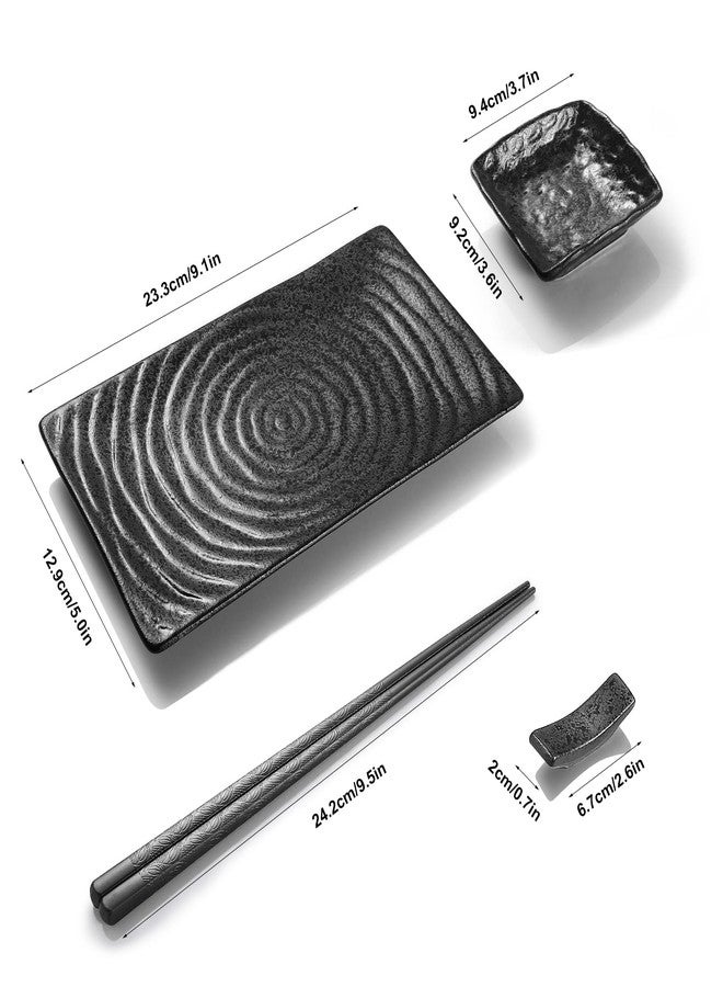 Youda 8-Piece Japanese Sushi Serving Set - Ceramic Sushi Plates, Soy Sauce Dishes, Chopsticks with Holders, Elegant Dinnerware for Sashimi, Nigiri, Asian Cuisine - Image 4