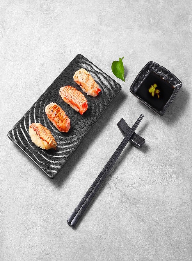 Youda 8-Piece Japanese Sushi Serving Set - Ceramic Sushi Plates, Soy Sauce Dishes, Chopsticks with Holders, Elegant Dinnerware for Sashimi, Nigiri, Asian Cuisine - Image 5