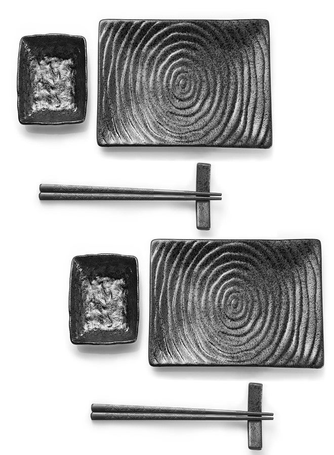 Youda 8-Piece Japanese Sushi Serving Set - Ceramic Sushi Plates, Soy Sauce Dishes, Chopsticks with Holders, Elegant Dinnerware for Sashimi, Nigiri, Asian Cuisine - Image 1