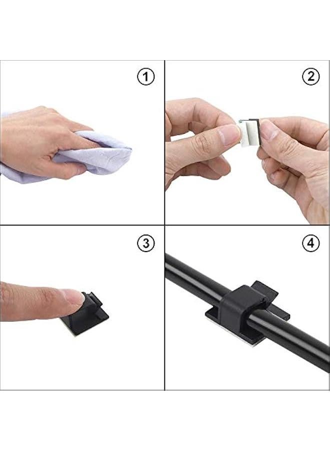 FYLX 50pcs Adhesive Cable Clips,Wire Clips,Car Cable Organizer,Cable Holder,Cable Wire Management,Cable Holder for Car,Office and Home (Black) - Image 3