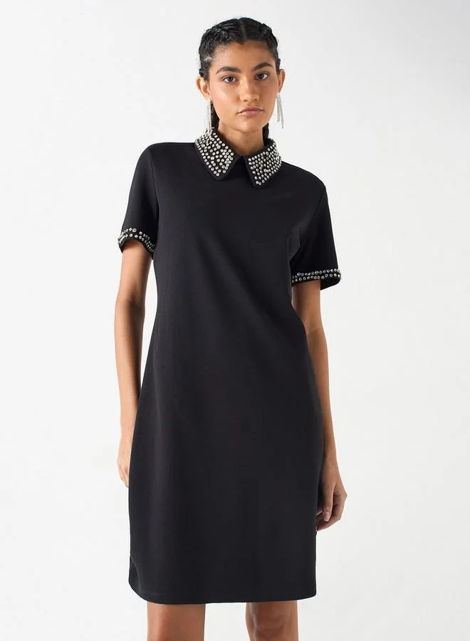 2Xtremz 2Xtremz Embellished A-Line Mini T-shirt Dress