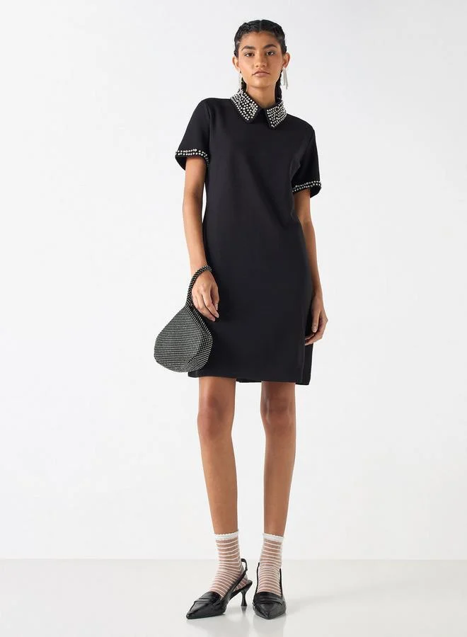 2Xtremz 2Xtremz Embellished A-Line Mini T-shirt Dress