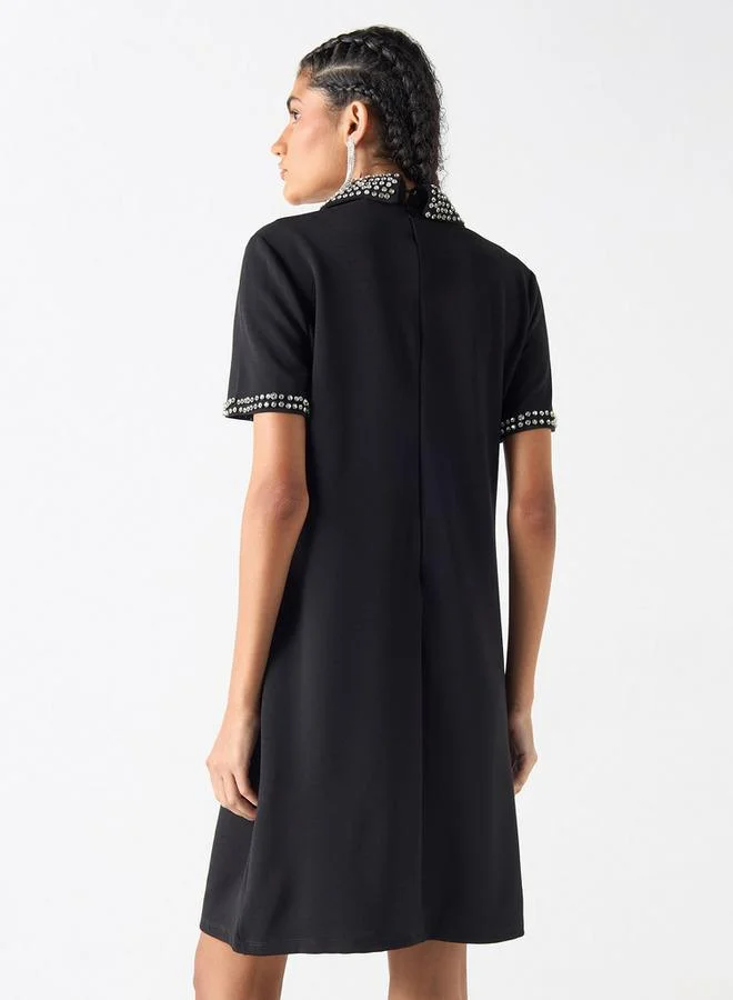 2Xtremz 2Xtremz Embellished A-Line Mini T-shirt Dress