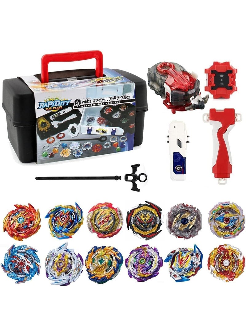 Bey Battle Burst Gyro Blade Toy Set Gift with Portable Box 12 Spinning Tops 2 Two-Way Launcher Metal Fusion Attack Top Battling Game Gift for Boys Children Kids - Image 2