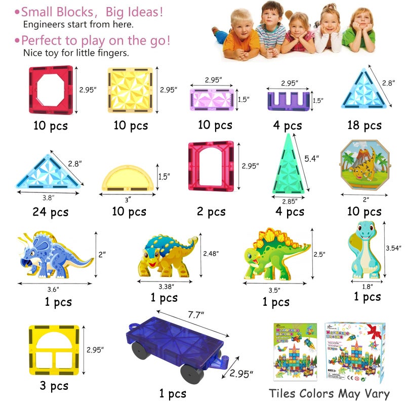 Jasonwell 110PCS Magnetic Tiles Building Blocks Set for Boys Girls Preschool Educational Magnet Construction Kit Stacking STEM Toys Christmas Birthday Gifts for Kids Toddlers 3 4 5 6 7 8 9 + Year Old - Image 4