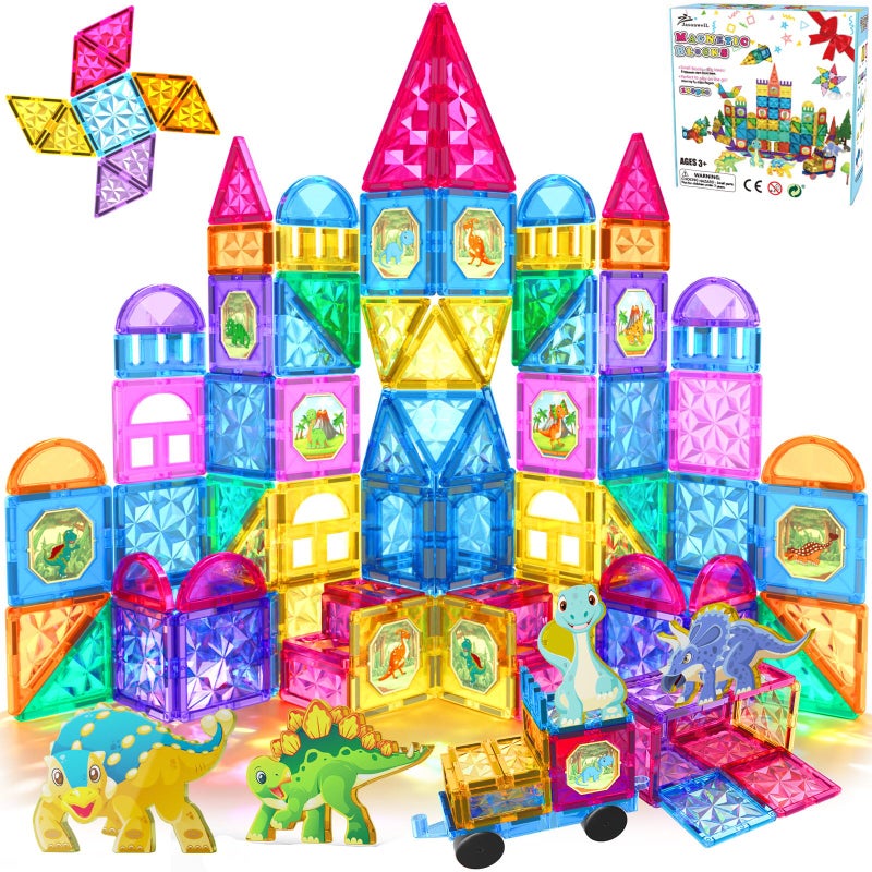 Jasonwell 110PCS Magnetic Tiles Building Blocks Set for Boys Girls Preschool Educational Magnet Construction Kit Stacking STEM Toys Christmas Birthday Gifts for Kids Toddlers 3 4 5 6 7 8 9 + Year Old - Image 1