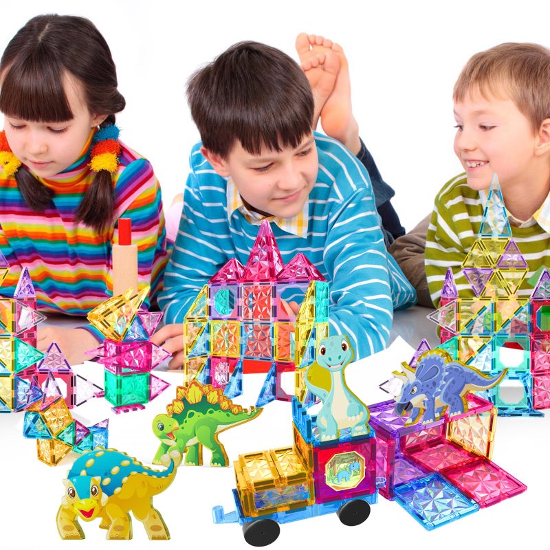 Jasonwell 110PCS Magnetic Tiles Building Blocks Set for Boys Girls Preschool Educational Magnet Construction Kit Stacking STEM Toys Christmas Birthday Gifts for Kids Toddlers 3 4 5 6 7 8 9 + Year Old - Image 5