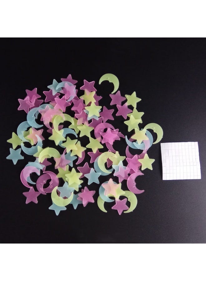 100PCS 3D Glow In The Dark Stars Moon Wall Sticker Set Luminous Decor for Kids Room - Image 3