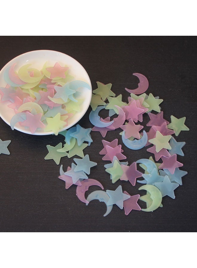 100PCS 3D Glow In The Dark Stars Moon Wall Sticker Set Luminous Decor for Kids Room - Image 5