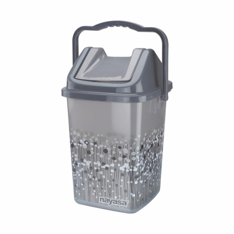 Nayasa Funk Swing Bin- 8 Ltrs | Dustbin with Lid | Bin with Handle | Use for Kitchen-Bathroom | Strong & Durable Plastic Dustbin | Brown - Image 3