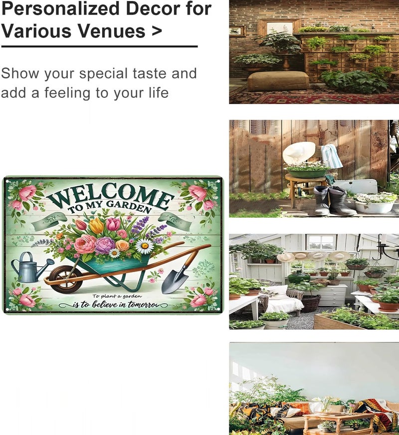Bestylez Gardening Gifts Vintage Gardening Signs Welcome to My Garden Tin Sign for Home Garden Greenhouse Living Room Bedroom Yard Cottage Outdoor Decor 8X12 Inch (3357) - Image 3