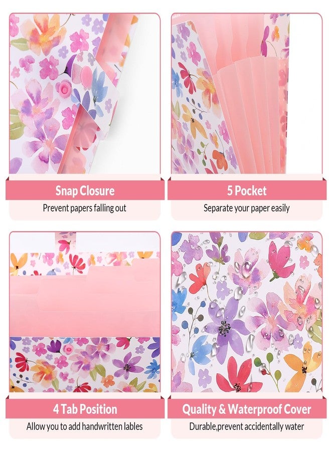 SKYDUE Expanding File Folder with 5 Pockets, Accordion File Organizer,Portable Receipt Paper Documents Organizer,Letter Size Filing Folder School Office Supplies, Purple - Image 3