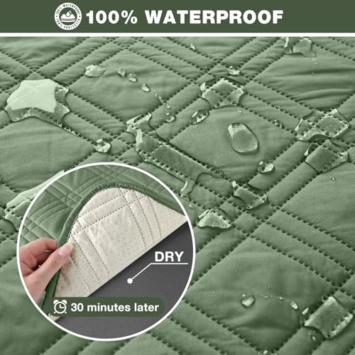 TAOCOCO 100% Waterproof Recliner Chair Cover, Non Slip Recliner Covers for Recliner Chair with Pocket, Washable Reclining Chair Cover Furniture Protector for Kids,Dogs(23.6'', Bean Green) - Image 4