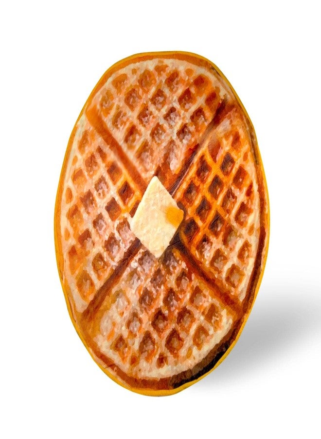 توينك بطانية دائرية من الصوف بتصميم وافل، بطانية لفّ طعام إفطار واقعية | غطاء بوليستر ناعم مخملي للأريكة والسرير، ديكور منزلي مريح | هدية مبتكرة ومضحكة للمراهقين والأطفال | 60 بوصة - Image 1