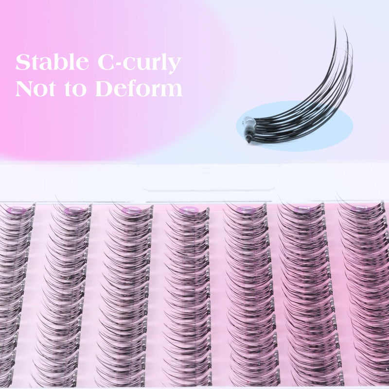 zanlufly Self Adhesive Eyelashes Natural Self Adhesive Lash Clusters Wispy Press on Lashes 10-12MM Pre-glued Eyelash Clusters 120pcs C-curly No Glue Lashes DIY Individual Lashes by ZANLUFLY - Image 4