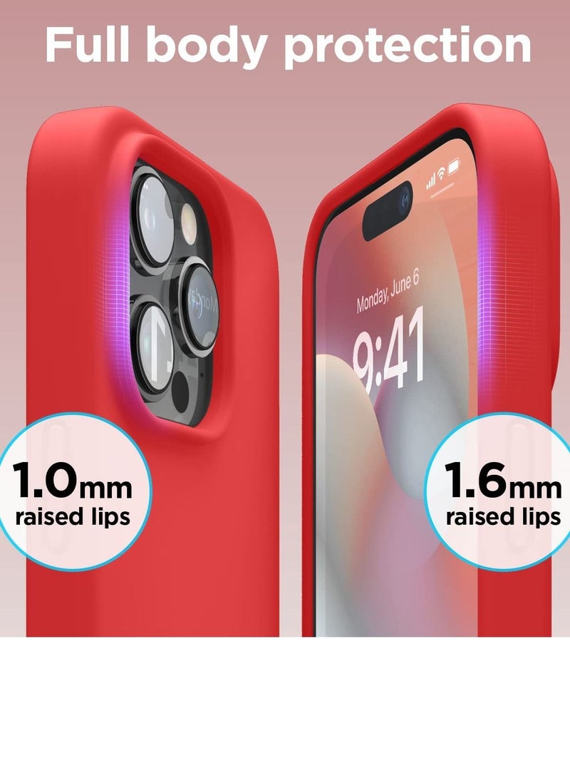 Compatible with iPhone 14 Pro Max Case, Liquid Silicone Case, Full Body Protective Cover, Shockproof, Slim Phone Case, Anti-Scratch Soft Microfiber Lining, 6.7 inch (Red) - Image 4