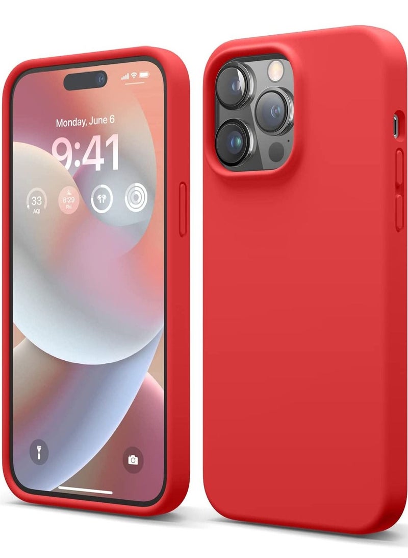 Compatible with iPhone 14 Pro Max Case, Liquid Silicone Case, Full Body Protective Cover, Shockproof, Slim Phone Case, Anti-Scratch Soft Microfiber Lining, 6.7 inch (Red) - Image 1