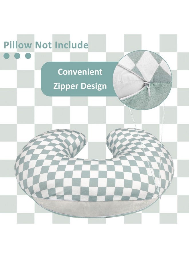 DILIMI Nursing Pillow Cover, Soft Stretchy Nursing Cover for Breastfeeding Pillow, 1 Pack Reversible Removable Slipover for Baby Boy and Girls, Green Checkered - Image 2